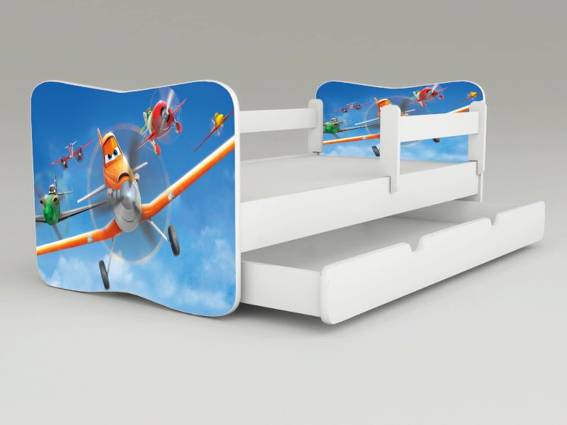 Detská posteľ s odnímateľnými bočnicami + šuflík Planes PS