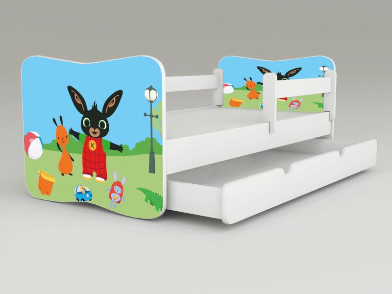 Detská posteľ s odnímateľnými bočnicami + šuflík Bing