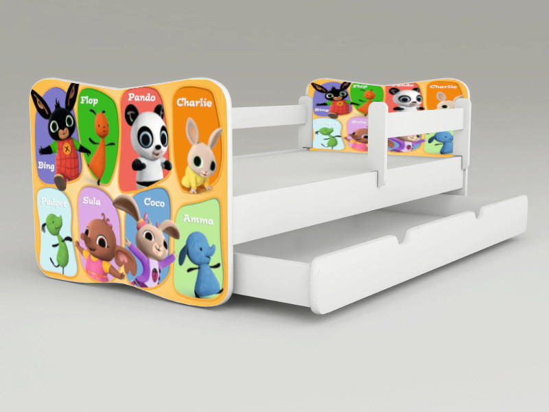Detská posteľ s odnímateľnými bočnicami + šuflík Bing all