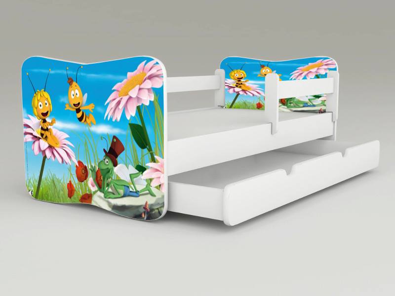 Detská posteľ s odnímateľnými bočnicami + šuflík Včielka