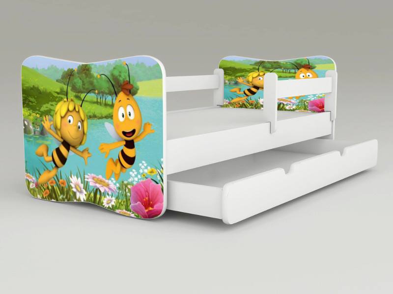 Detská posteľ s odnímateľnými bočnicami + šuflík Včielka