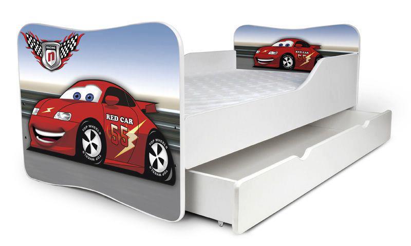 Detská posteľ Auto červené + šuflík