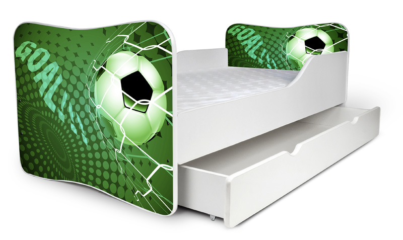 Detská posteľ Futbal zelený + šuflík
